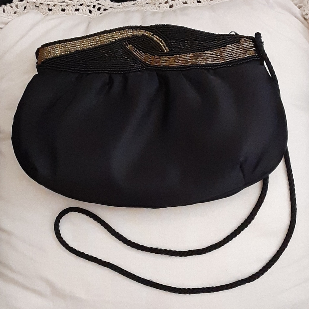 Black Satin Evening Bag